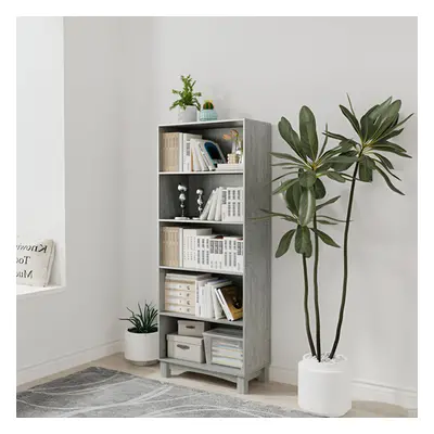 (5-tier, Ash Grey) 5/6 Tier Bookcase Shelves Wooden Storage Display Unit Stand