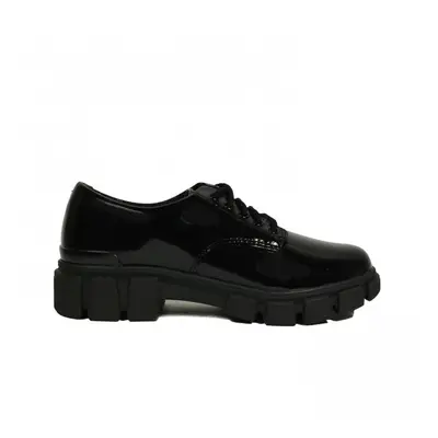 (4.5 (Adults')) Evyn Lace Youth | Black Patent | Lace Up School Shoes