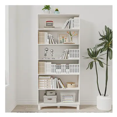 (6-tier Wide, White) 5/6 Tier Bookcase Shelves Wooden Storage Display Unit Stand