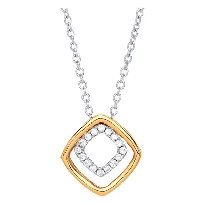 Jewelco London Ladies Yellow Gold-Plated Sterling Silver Cubic Zirconia Square Halo Pave Charm N