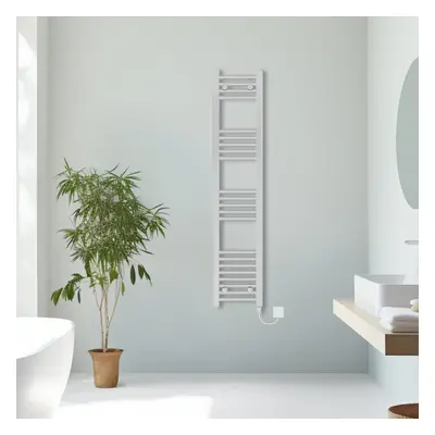 (Chrome, 1400x300mm) Prefilled Electric Straight Heated Towel Rail Radiator Ladder Warmer