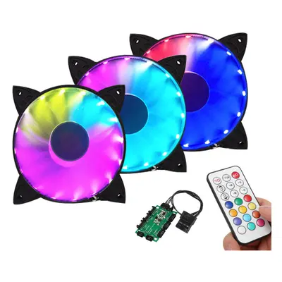 3PCS 120mm RGB Adjustable LED Cooling Fan with Controller Remote For PC Cooling