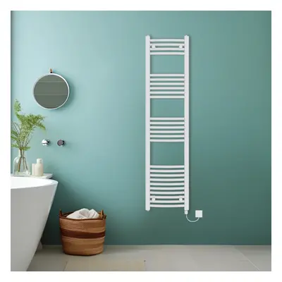 (White, 1600x400mm) Bathroom Curved Prefilled Electric Heated Towel Rail Ladder Warmer Radiator