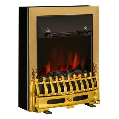 HOMCOM Electric Fireplace & 2KW LED Fire Flame for Living Room Golden