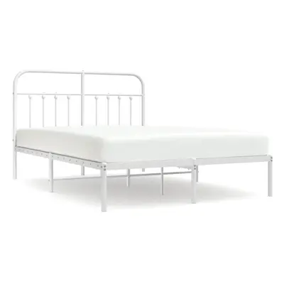 (white, x cm/with headboard) vidaXL Metal Bed Frame Bedroom Bed Base Bedstead Metal Matress Foun