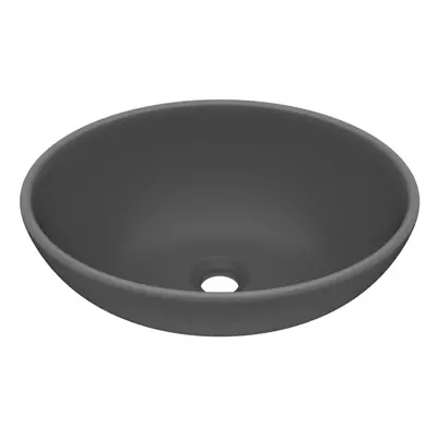 vidaXL Luxury Basin Oval-shaped Matt Dark Grey Ceramic Bathroom Vanity Sink