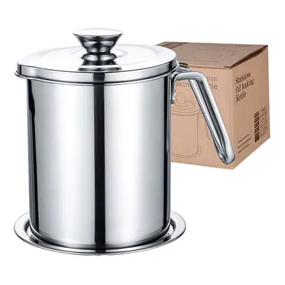 (Type B) 24CM Fryer with Thermometer And Lid 2L Stainless Steel Oil Filter Pot for Kitchen