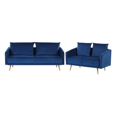 Velvet Sofa Set Navy Blue MAURA