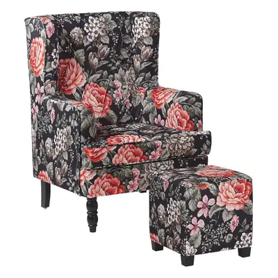 Armchair SANDSET with Footstool Fabric Multicolour