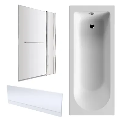 Bath Suite -1700x750mm Round Bath, Front Panel, Screen with Fixed Panel and Rail