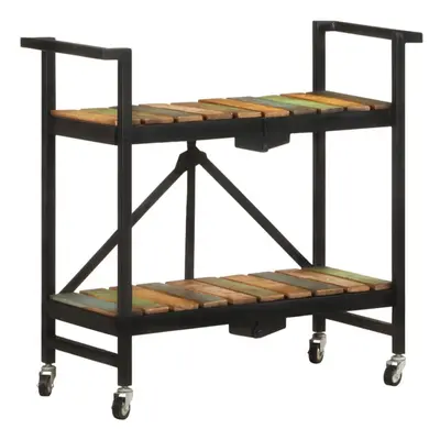 vidaXL Kitchen Trolley Solid Reclaimed Wood Cart Shelf Dining Room Furniture