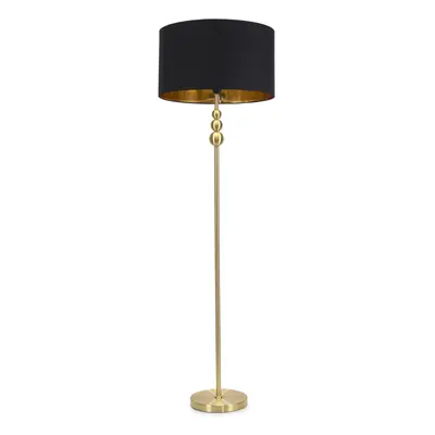 ValueLights Marissa Black Gold Shade & Gold Stacked Floor Lamp & Bulb