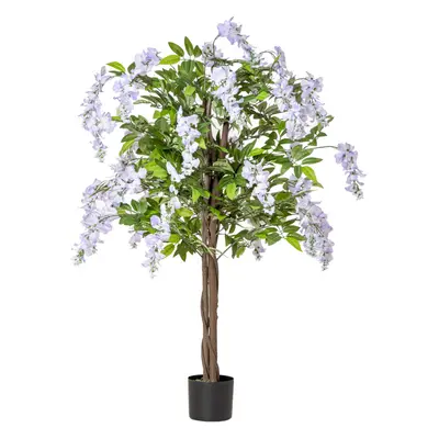 HOMCOM Artificial Realistic Wisteria Flower Tree Faux Plant for Indoor DÃ©cor