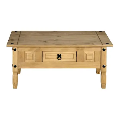 Corona Pine Coffee Table Drawer Solid Wood Occasional Table