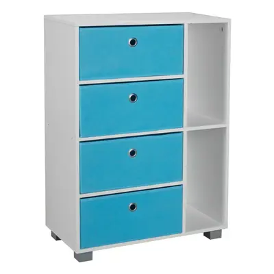 (Light Blue, White) Section Wooden Bookcase Living Room Drawers