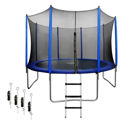 12ft Heavy-Duty Outdoor Trampoline for Kids with Safety Enclosure Net, Anchor Kit and Ladder - D