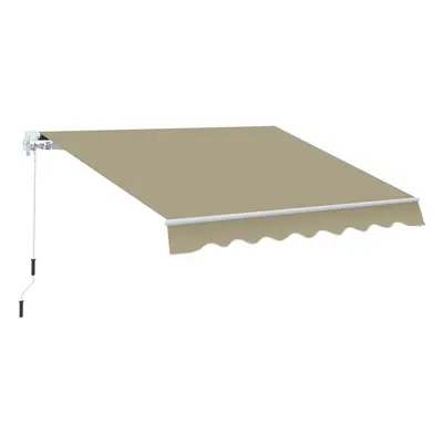 Outsunny 2.5m x 2m Garden Patio Manual Awning Canopy w/ Winding Handle Khaki