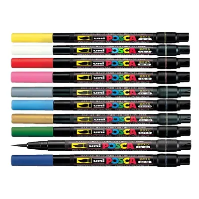 Uni Posca PCF-350 Assorted Colour Pack Paint Marker Pen 0.1-10mm Brush Nib Writes On Any Surface