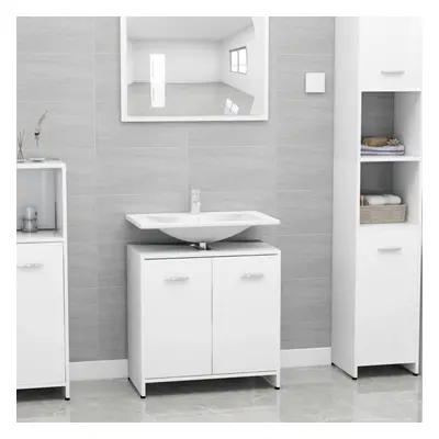 vidaXL Bathroom Cabinet White Chipboard Washroom Cupboard Under Basin Unit