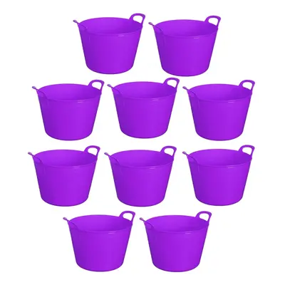 (Purple Set Of 10) Plastic Litre Flexi Tub Storage Bucket