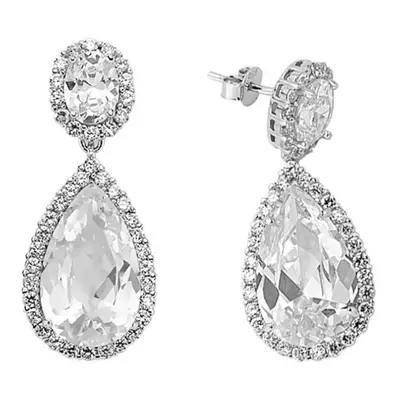 Jewelco London Ladies Sterling Silver Pear Cubic Zirconia Tears of Joy Drop Earrings - GVE380