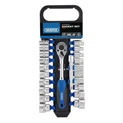 3/8" Sq. Dr. Combined MM/AF Socket and Ratchet Set (22 Piece)