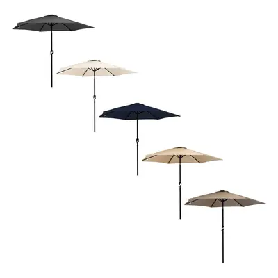 (Grey) Charles Bentley Garden Metal Patio Umbrella Parasol With Crank & Tilt - Colours