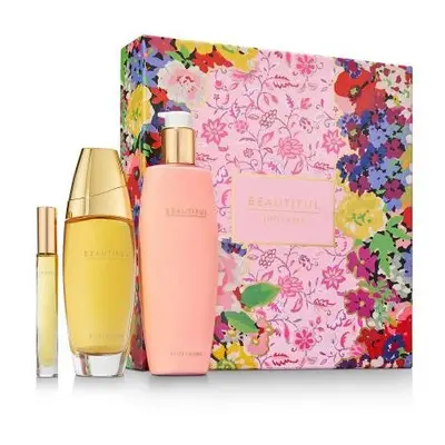 Beautiful Pcs Set: 3.4 Eau De Parfum Spray + 8.4 Perfumed Body Lotion + 0.2 Oz Eau De Parfum Tra