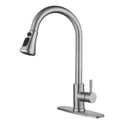 (Equipped with bottom plate) Kitchen Faucet With Pull Down Sprayer Unique Water Effect High Arc 