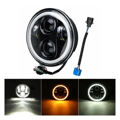 5.75" 75W 6000K DRL Amber Halo Angle Eyes Projector LED Round Headlights Low/High Beam Turn sign