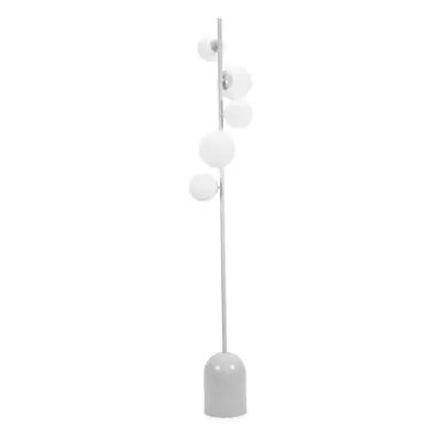 ValueLights Marlow Oyster Grey Opaque Glass Globe Way Floor Lamp