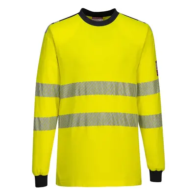 (Yellow/Navy, XL) Portwest WX3 Flame Resistant Hi-Vis T-Shirt