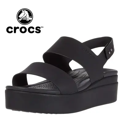 (Women's US 10) Crocs Womens Brooklyn Low Wedge Ladies Shoes - Black/Black