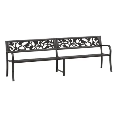 (black, cm) vidaXL Twin Garden Bench Porch Patio Bench Chair Outdoor Bench Seat Steel