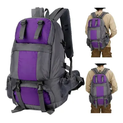 (Purple) 50L Hiking Backpack Waterproof Outdoor Sport Travel Daypack Bag