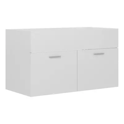 vidaXL Sink Cabinet High Gloss White Engineered Wood Laundry Room Rack Storage