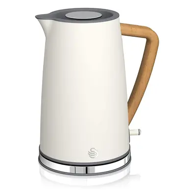 (White) Swan Nordic Jug Kettle 1.7Litre Wood Effect Handle