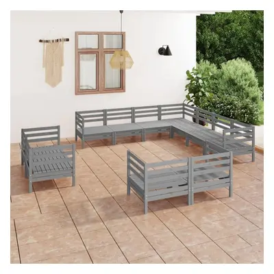 vidaXL Garden Lounge Set Outdoor Lounge Set Piece Solid Wood Pine Grey