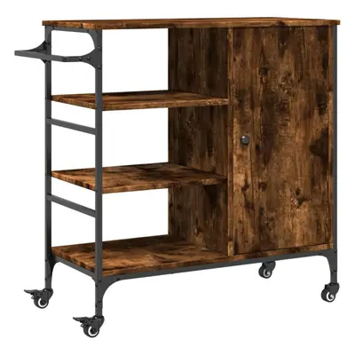 vidaXL Kitchen Trolley Rolling Cart Storage Cart Smoked Oak Engineered Wood