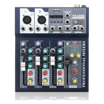 4 Channel USB Bluetooth Audio Mixer with Reverb Effect for Home Karaoke Live Stage Performance