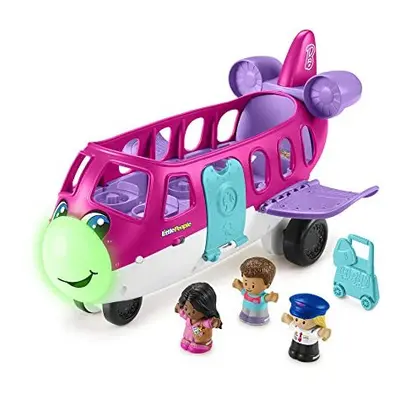 Fisher-Price Little People Barbie Toy Airplane for Toddlers with Lights Music and Folding Stairs