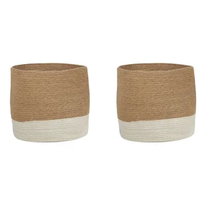 Set of Jute Baskets Beige and White BULANIK