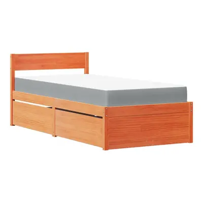 (wax brown, x cm) vidaXL Bed with Drawers and Mattress Home Bed Base Bedstead Solid Wood Pine