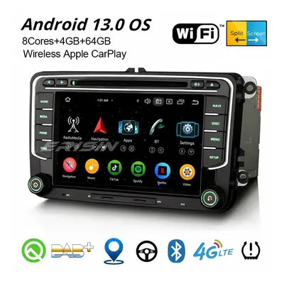 Erisin 64GB Android CarPlay Car Stereo GPS Radio For VW Passat CC Golf 5/6 Tiguan Skoda SEAT 8-C