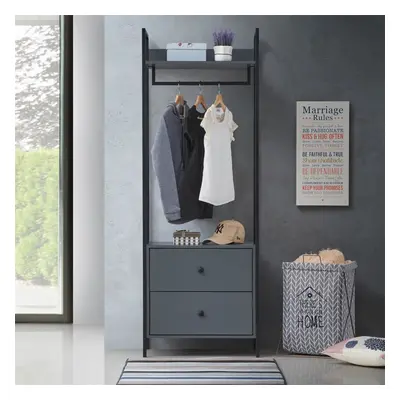 Zahra Bedroom Open Wardrobe Drawers Dark Grey Furniture Storage Cupboard