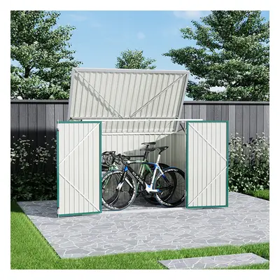 Lockable Steel Garden Metal Junk/Bike Storage Shed Green, x ft