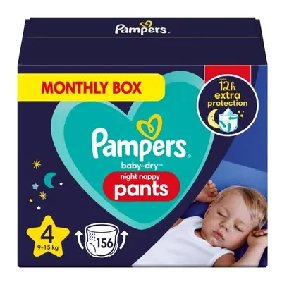 Pampers Nappy Pants Size (9-15 kg / lbs), Baby-Dry Night, Nappies, MONTHLY BOX, Extra Protection