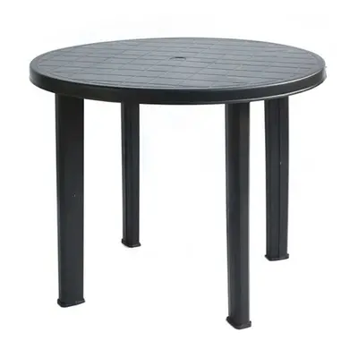 Outdoor Patio Round Black Anthracite Plastic Lightweight Garden Table