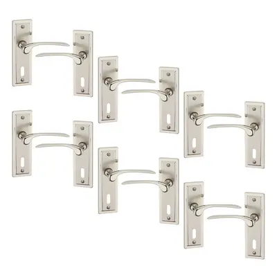 (6x Satin Nickel Keyhole) Como Dual Metal Lever Door Handles Set of 4/6