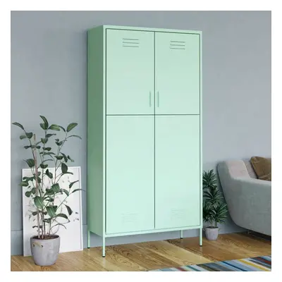 vidaXL Wardrobe Mint Steel Bedroom Hanger Organiser Clothing Storage Cabinet